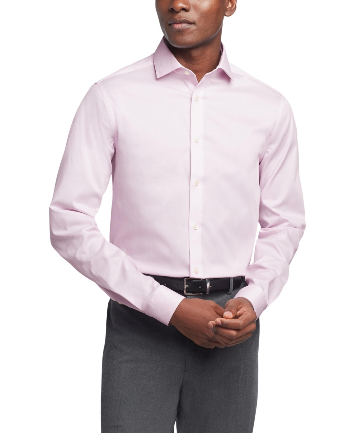 Calvin Klein Men's Dress Shirt Slim Fit Non Iron Stretch Solid Pink Lavender